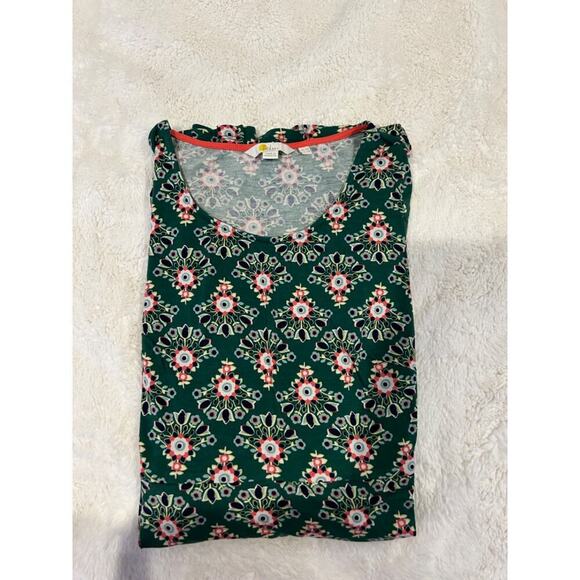 BODEN Green Pink floral Miriam Long Sleeve Jersey Scoop Neck Sheath Dress Sz 6 - Picture 3 of 7